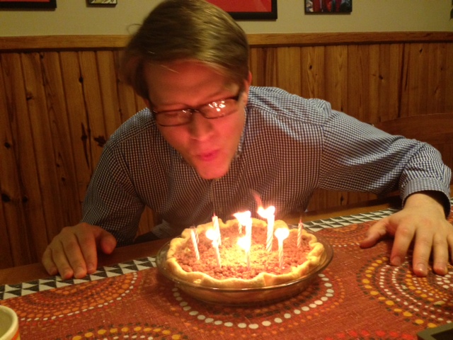 birthday candles in a pie